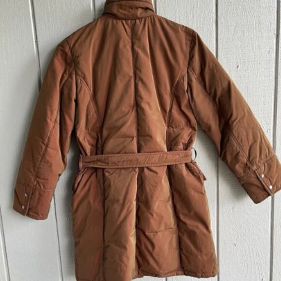 FEYEM Vintage Goose Down Belted Coat Parka in Iridescent Rust Brown Nylon Size M - Picture 5 of 9